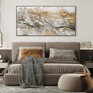 Handgemaltes Acrylbild Gold Grau auf Staffelei moderne Kunst