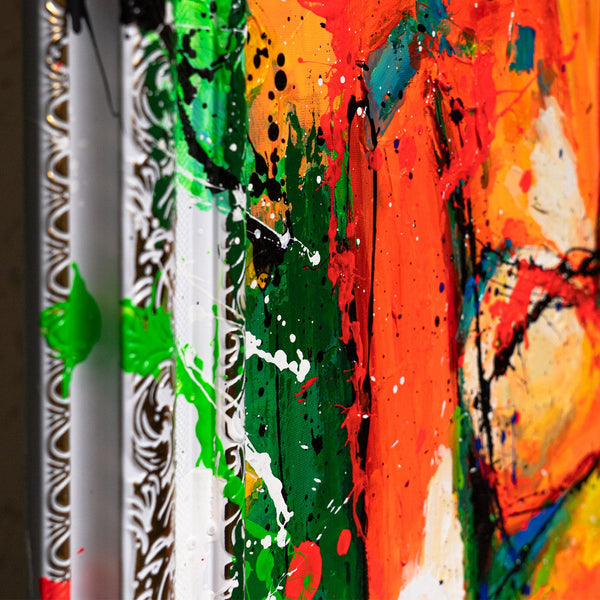 Pinselstruktur in Rot und Weiß