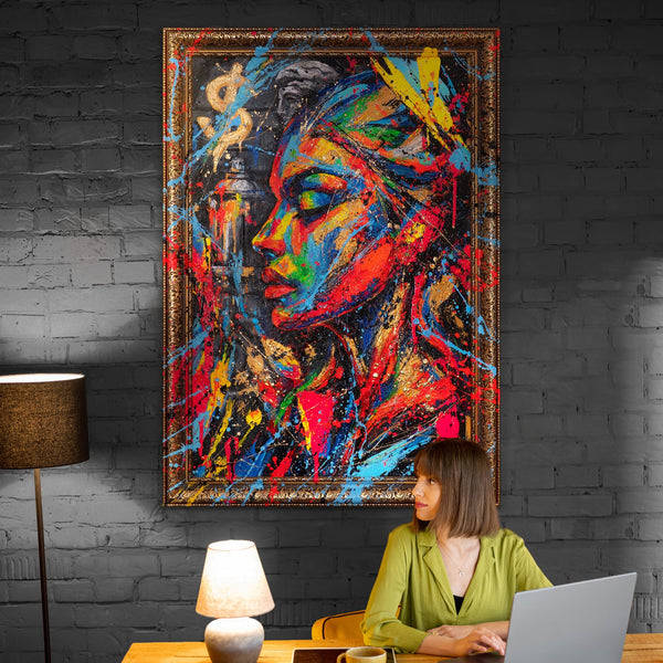 Porträt auf Leinwand handgemaltes Bild im Wohnzimmer