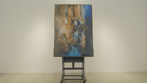 Abstract art "Elegant abstraction" Hand painted wall framed with gold accents