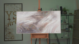 Abstract acrylic painting on canvas with golden accents - "Stormy Beauty" 