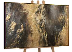 Abstract gold wall art with frame "Reflections III"