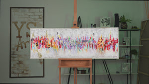 Canvas art painting with frame "Abstraction II" 60x20 inch