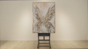 Abstract Butterfly Painting with Golden Wings – Hand-Painted Canvas Artwork for Living Room