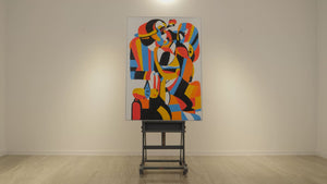 Framed abstract acrylic painting "Expressive form"