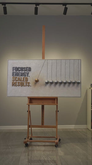 Focused Energy. Scaled Results. – Hand Painted Newton's Cradle 3D Wall Art 55x28inch