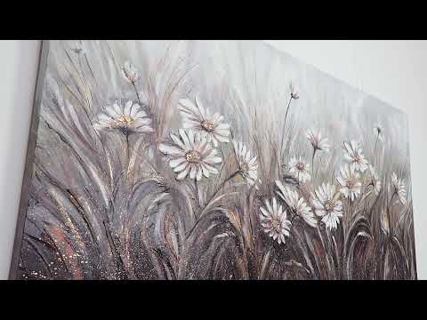 Hand-Painted Floral Canvas Art – „Daisies“