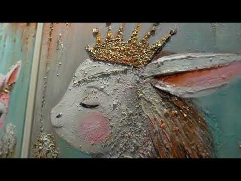 Canvas Triptych "Fairy-Tale Creatures" – Hand-Painted Wall Art for Kids’ Rooms 240x120 cm