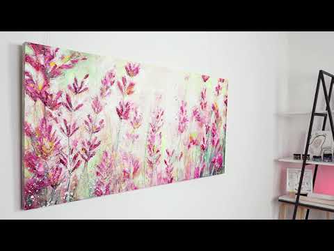 Flower wall painting "July" 55x28 inch