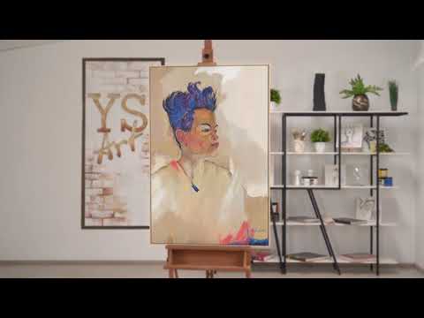 Original Leinwand Gemälde „Schiele“ – Kunstvolle Wanddekoration im Porträtstil