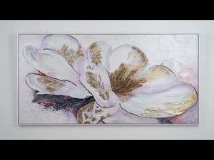 Framed floral wall decor "Golden peony"