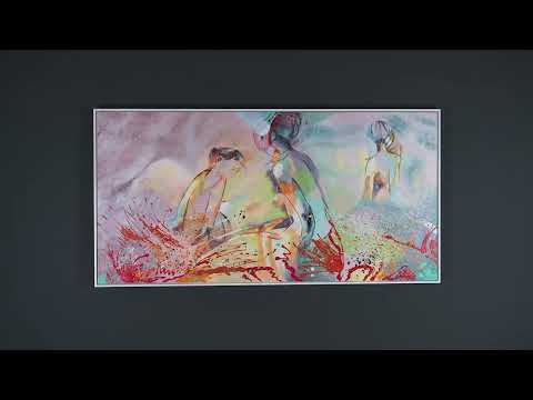 Modern acrylic painting with frame "Hot Summer"