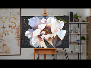 Modern flower wall painting with frame "Peonies II"