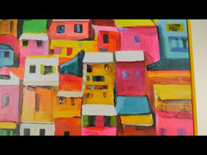 Colorful Abstract Art "Lively Cityscape" – Hand-Painted Canvas Wall Decor