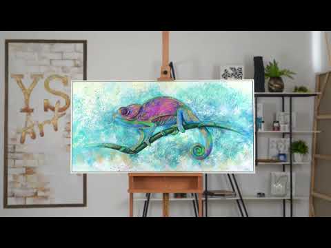 Modern wall painting with frame "Iguana"