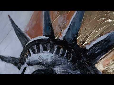 "Light of Freedom" Acrylic Picture – Canvas Painting and Modern Artwork with Statue of Liberty