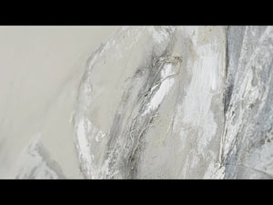 "Contrasting Reflections" Black White Art Hand-Painted Abstract Canvas Artwork with Frame 