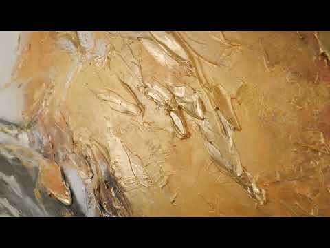 Abstract pictures with frame "Golden Symphony" Modern art on canvas
