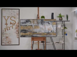 Acrylic Painting on Canvas with Gold Accents – 'Golden Reflections' with Frame