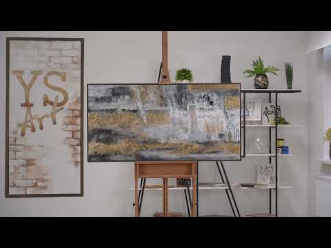 Acrylic Painting on Canvas with Gold Accents – 'Golden Reflections' with Frame