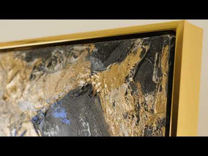 Abstract Canvas Art 'Golden Contrast' – Modern Paintings with Gold Accents and Frame