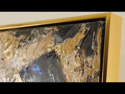 Abstract Canvas Art 'Golden Contrast' – Modern Paintings with Gold Accents and Frame