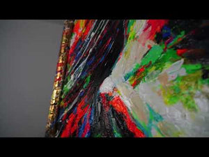 Original Abstract Canvas Painting with Frame – “The Colors of Passion” – Hand-Painted Wall Art for Living Room