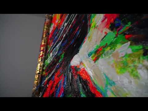 Original Abstract Canvas Painting with Frame – “The Colors of Passion” – Hand-Painted Wall Art for Living Room