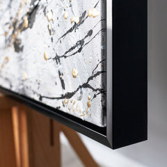 Rahmenkante Schwarz Gold Acryl Leinwandbild Nahansicht