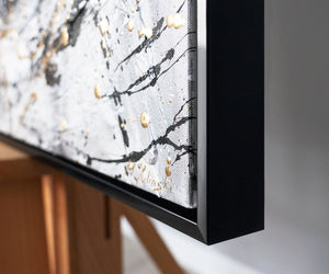 Rahmenkante Schwarz Gold Acryl Leinwandbild Nahansicht