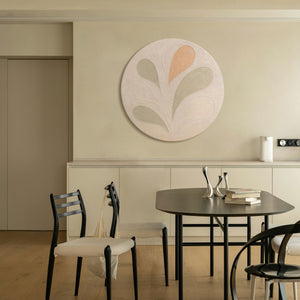 Runde Wandkunst beige grün handgemalt modern