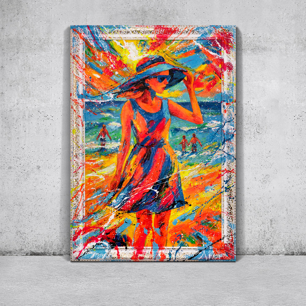 Sommer Acrylmalerei Mit Frau Motiv