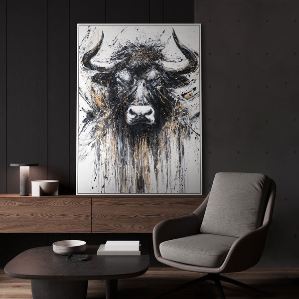 Stierporträt handgemaltes Acryl Leinwandbild Wohnzimmer