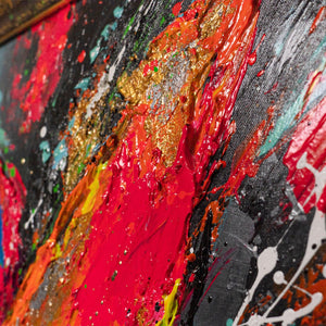 Strukturierte Farbschichten Rot Grün moderne Acrylkunst