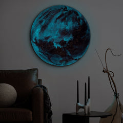 Luminous acrylic painting in planet form "Venus" Abstract art