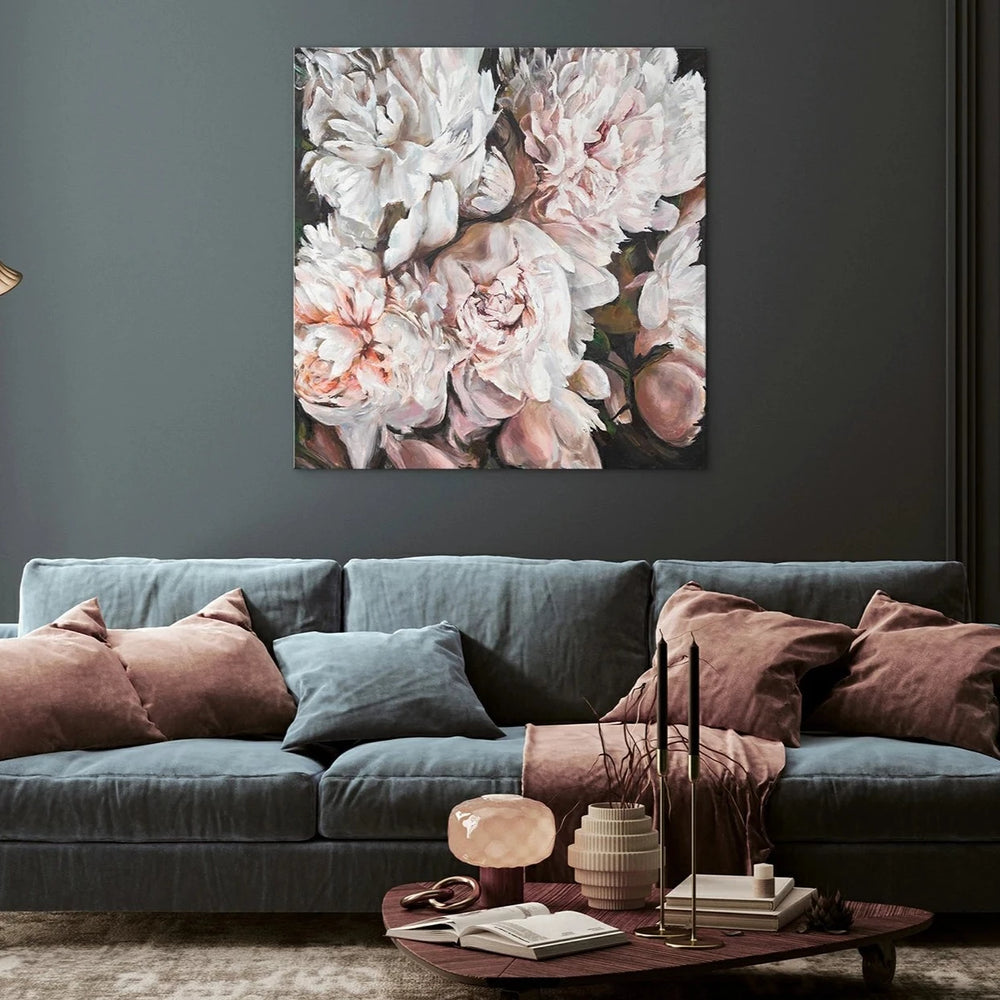Painting of flowers for living room "Bouquet of peonies"